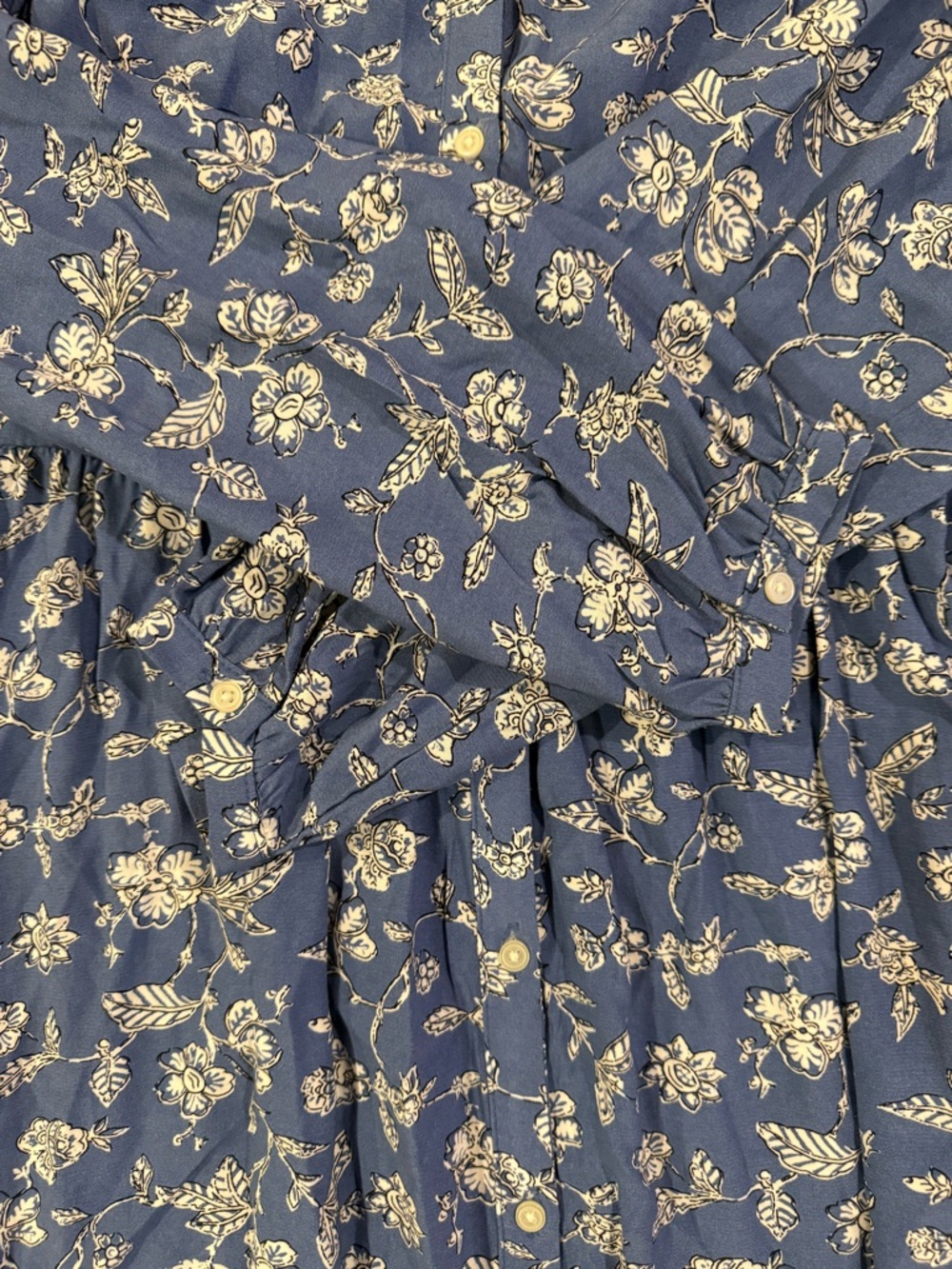 LOFT Blue Floral Shirt Maxi Dress Size 10 Button Front Long Sleeve - Picture 9 of 14